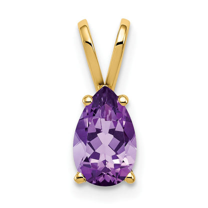 14k Yellow Gold 8x5mm Pear Amethyst pendant