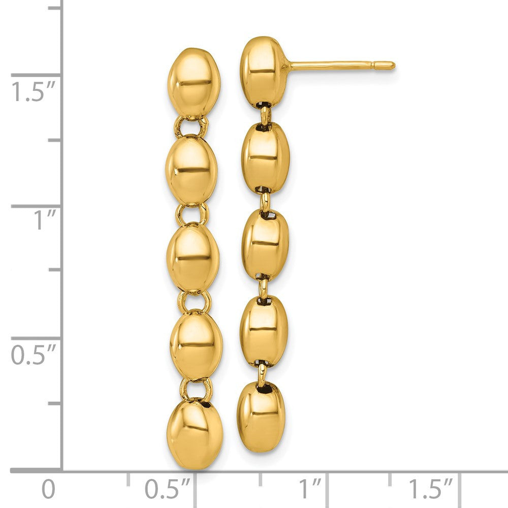 14k Yellow Gold Polished 5.25mm Round Fancy Beaded Dangle Earrings