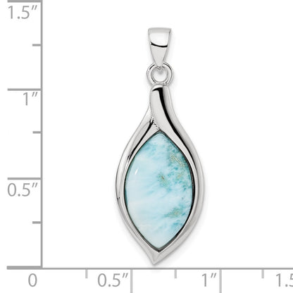 Sterling Silver Rhodium-plated Polished Larimar Pendant