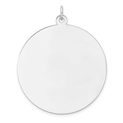 Sterling Silver Rhod-plated Polish Front Back Disc Charm Pendant