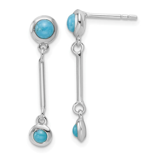 Sterling Silver Rhodium-plated Turquoise Dangle Earrings