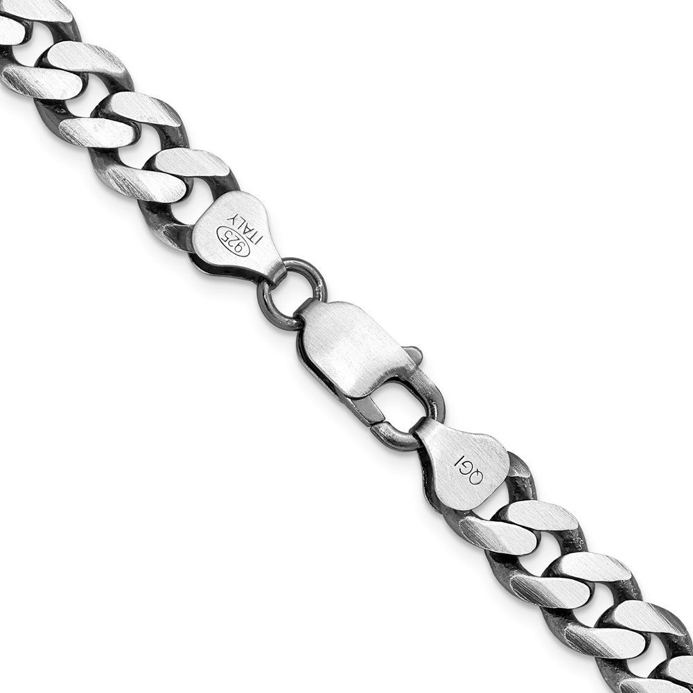 Sterling Silver Antiqued 8.3mm Curb Chain Necklace 22"