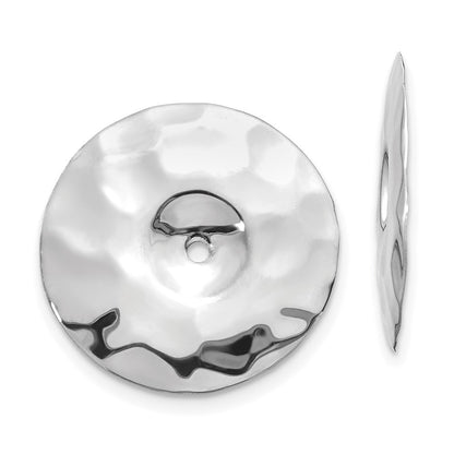 14k White Gold Polished Hammered Disc Earring Jackets