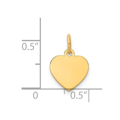 14k Yellow Gold Plain .027 Gauge Engravable Heart Disc Charm Pendant