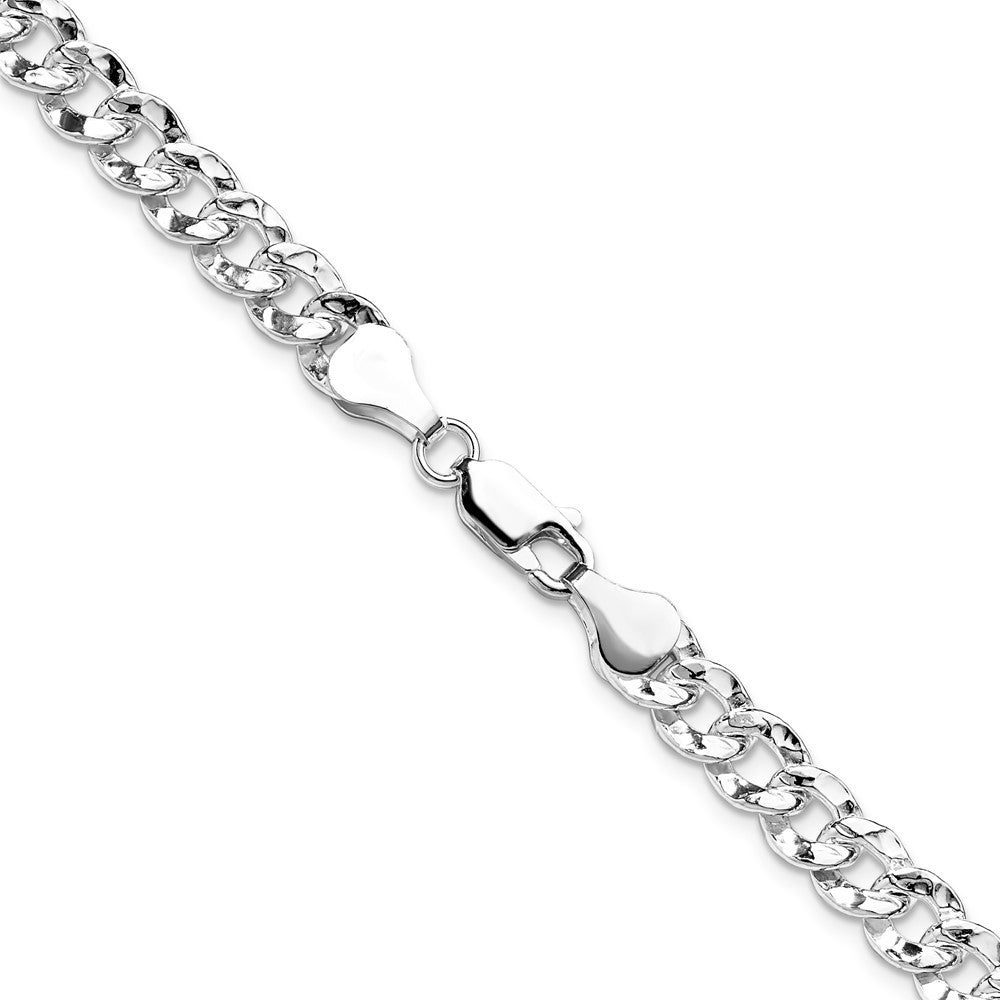 Sterling Silver 6.35mm Hammered Curb Chain Necklace 16"