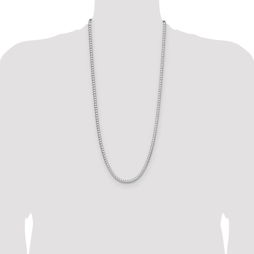 Sterling Silver 4.7mm Diamond-Cut Square Franco Chain Necklace 30"