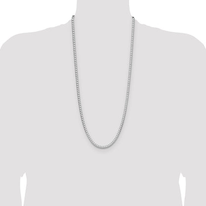 Sterling Silver 4.7mm Diamond-Cut Square Franco Chain Necklace 30"