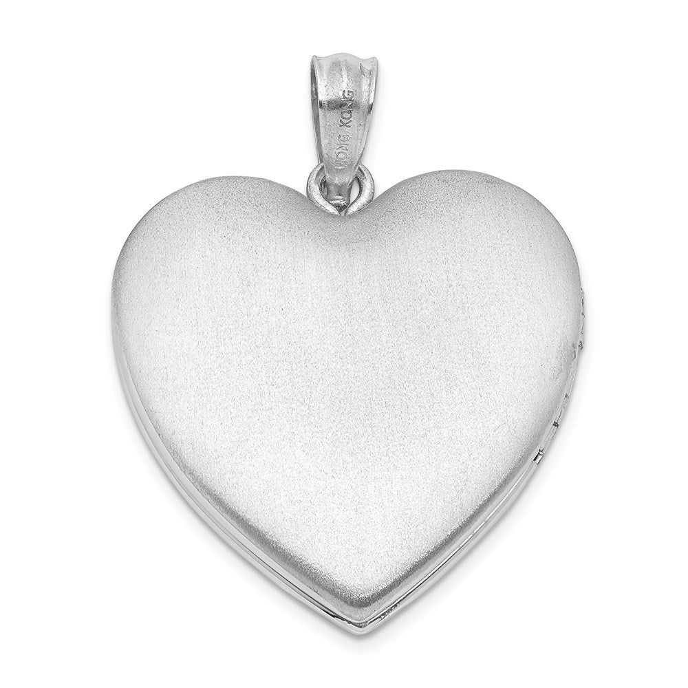 Sterling Silver Rhodium-plated Handprints Heart Locket Pendant