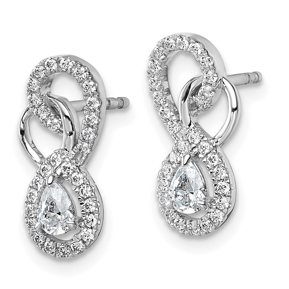 14K White Gold Polished Diamond Infinity Drop Drop & Dangle Earrings