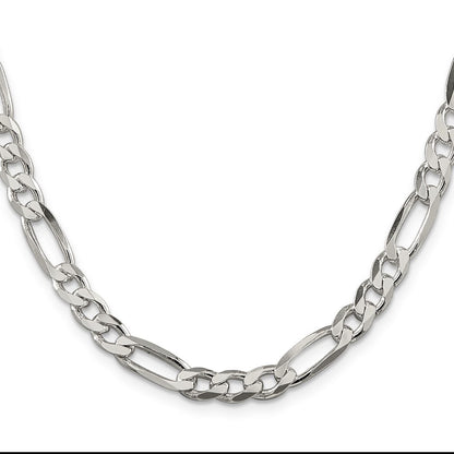 Sterling Silver 6.75mm Figaro Chain Necklace 20"