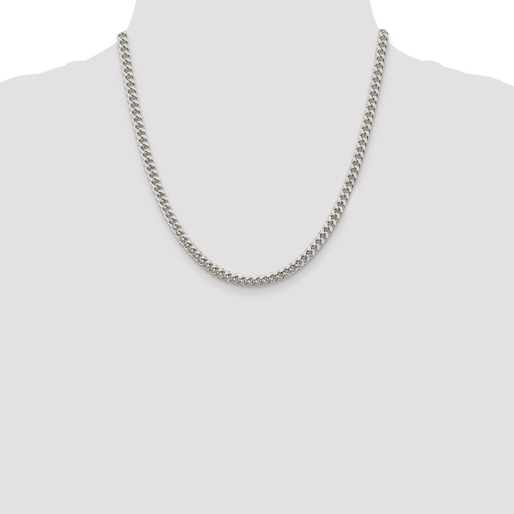Sterling Silver 5mm Domed w/ Side Diamond-Cut Curb Chain Necklace 20"