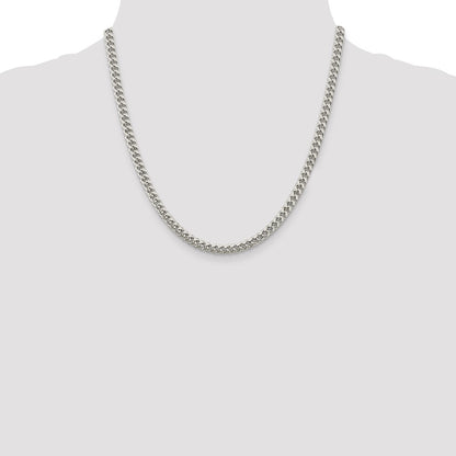 Sterling Silver 5mm Domed w/ Side Diamond-Cut Curb Chain Necklace 20"