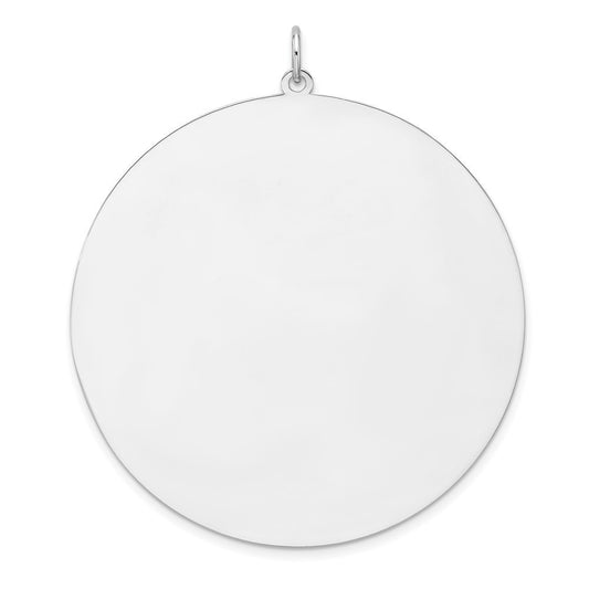 Sterling Silver Rhod-plated Polish Front Back Disc Charm Pendant