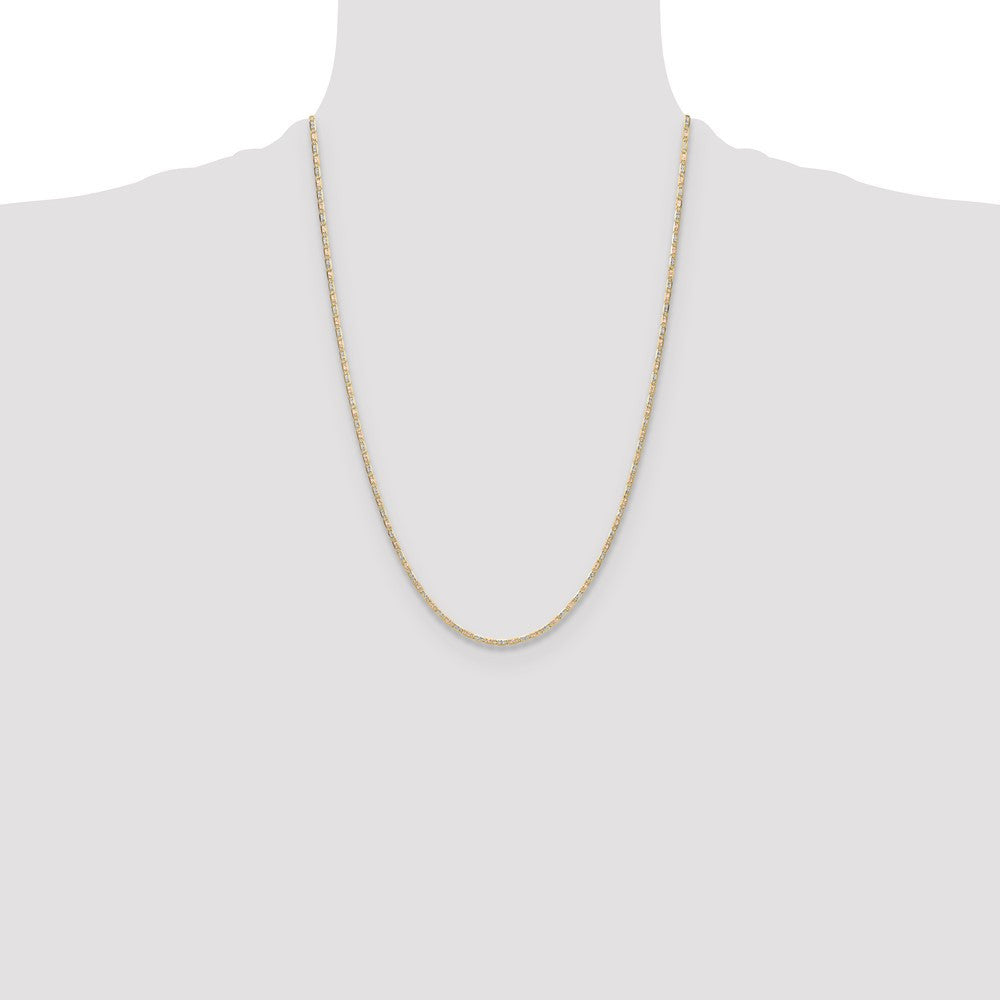 14k Tri-color Gold 2.0mm Valentino Chain Necklace 24"