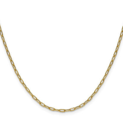 14k Yellow Gold 2.2mm Semi-Solid Beveled Paperclip Chain Necklace 24"
