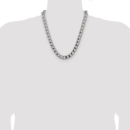 Sterling Silver 10.3mm Diamond-Cut Square Curb Chain Necklace 22"