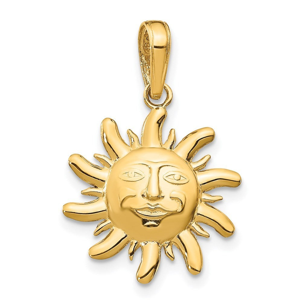 14k Yellow Gold Polished Small Sun Charm Pendant