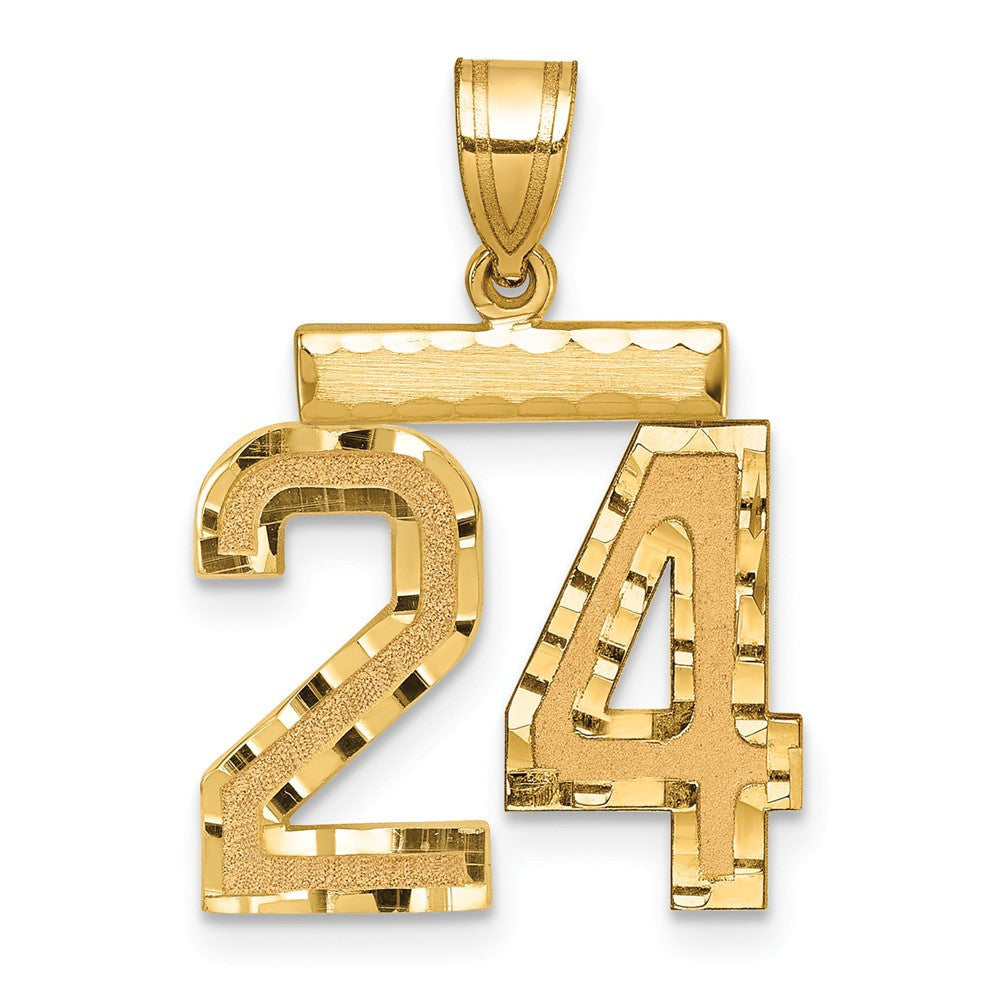 14k Yellow Gold Medium Diamond-cut Number 24 Charm Pendant