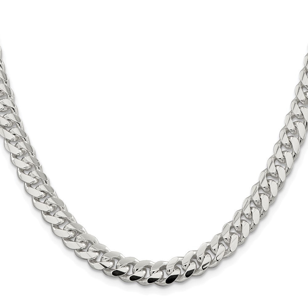 Sterling Silver Rhodium-plated 7.8mm Polished Domed Curb Chain Necklace 24"