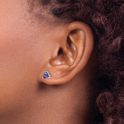 14k White Gold Trillion Tanzanite Stud Earrings