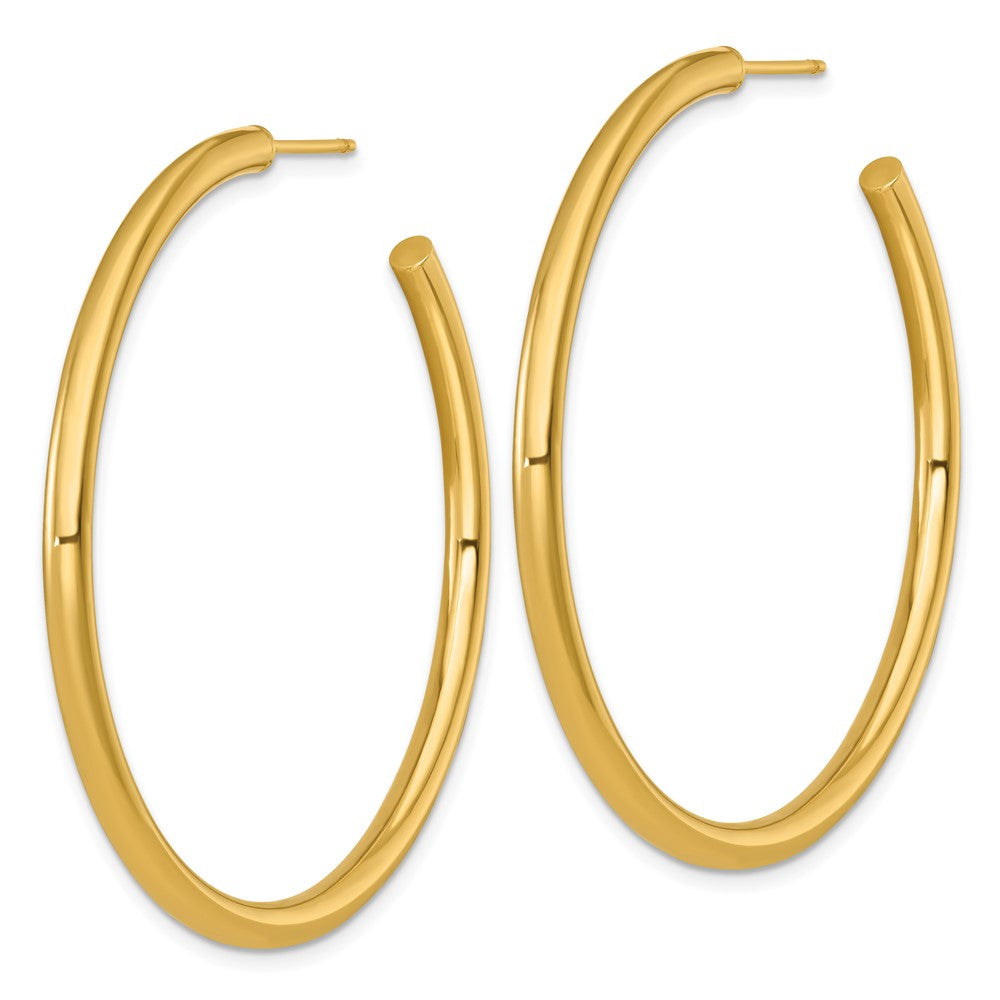 14k Yellow Gold Polished 3.0 x 50mm Tube C-Hoop Earrings