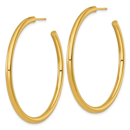 14k Yellow Gold Polished 3.0 x 50mm Tube C-Hoop Earrings