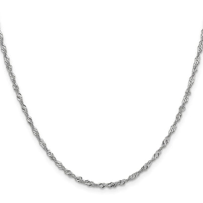 14K White Gold 2.0mm Singapore with Lobster Clasp Chain Necklace 18"