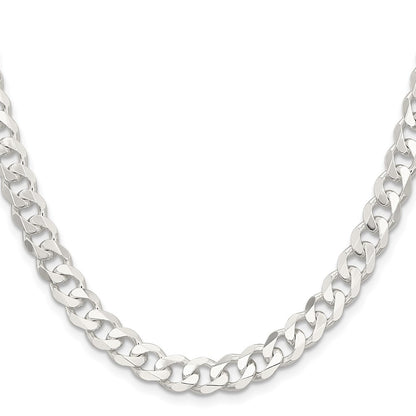 Sterling Silver 7.5mm Curb Chain Necklace 24"