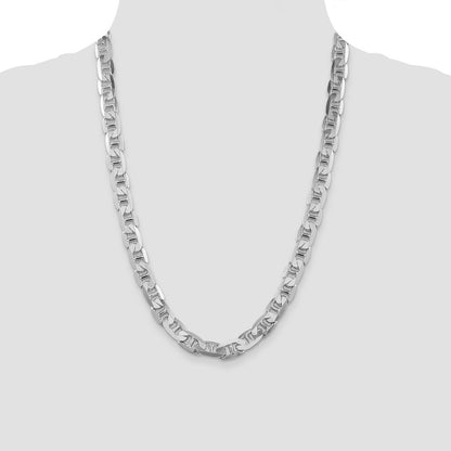 Sterling Silver Rhodium-plated 9.5mm Flat Anchor Chain Necklace 24"