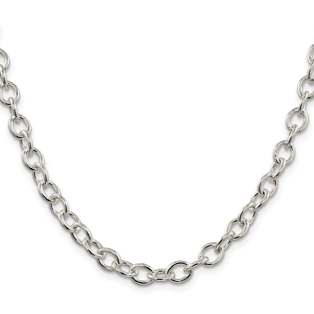 Sterling Silver 6.8mm Oval Cable Chain Necklace 24"