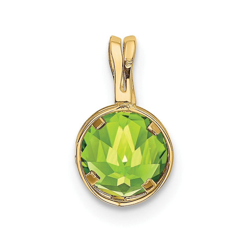 14k Yellow Gold 6mm Peridot bezel pendant