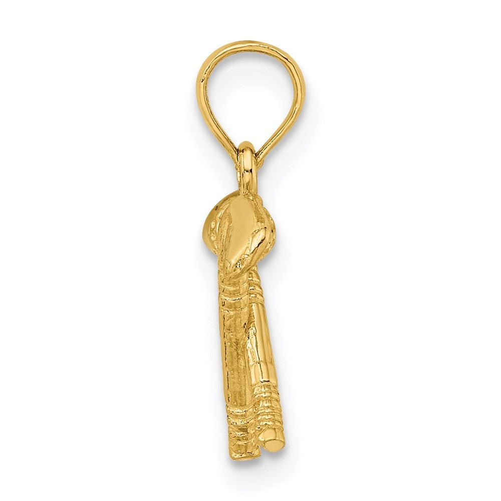 14k Yellow Gold 3-D Golf Clubs with Ball Charm Pendant