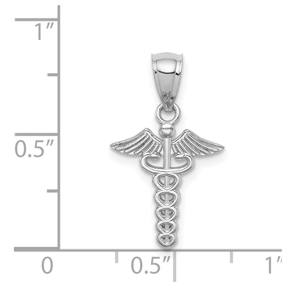 14k White Gold White Polished Medical Symbol Pendant