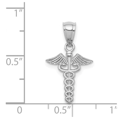 14k White Gold White Polished Medical Symbol Pendant