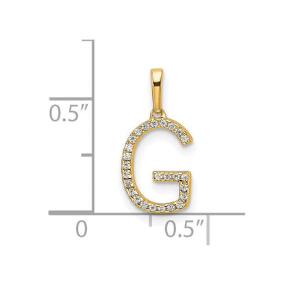 14k Yellow Gold Diamond Letter G Initial Pendant