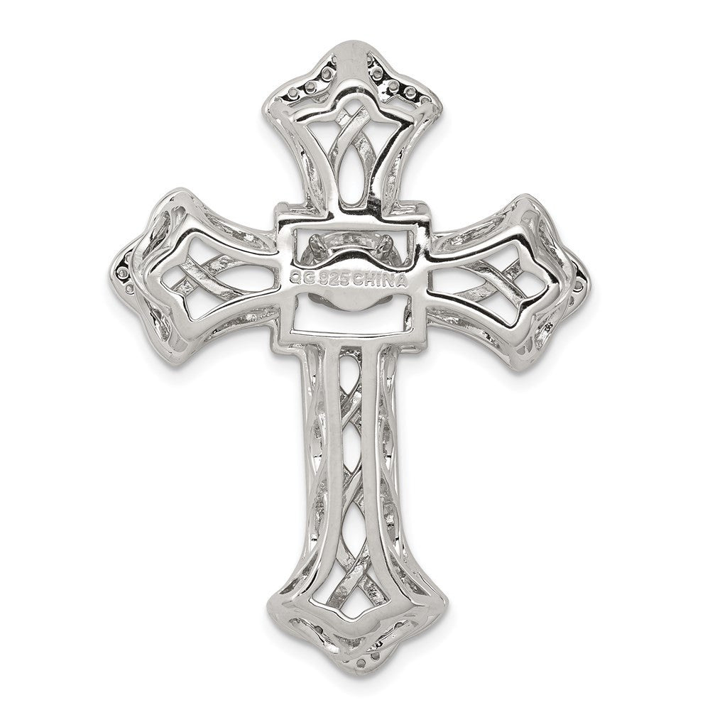 Sterling Silver Platinum-plated Plshed Gold-plated Vibrant CZ Cross Pendant