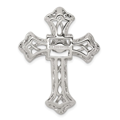 Sterling Silver Platinum-plated Plshed Gold-plated Vibrant CZ Cross Pendant