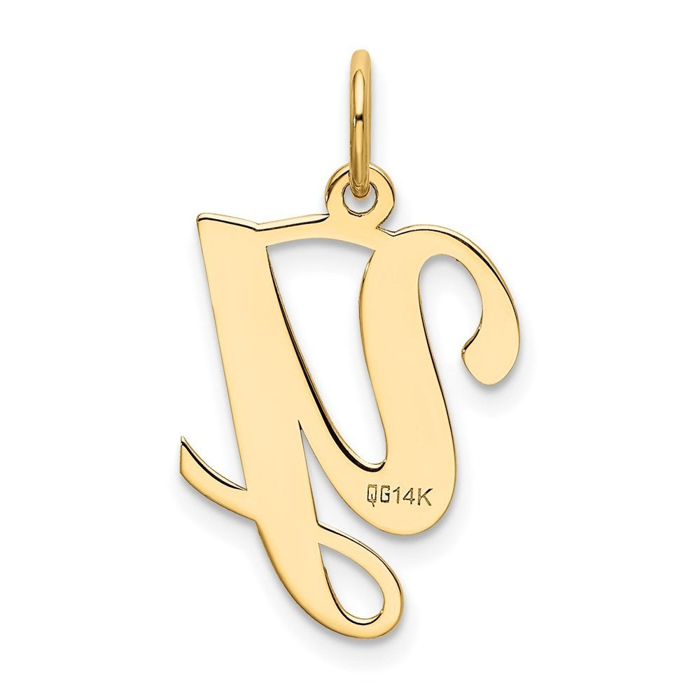 14k Yellow Gold Script Letter Y Initial Charm Pendant