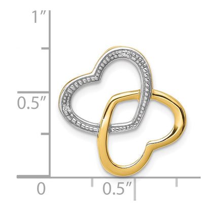 14k Yellow Gold .01ct. Diamond Double Entwined Heart Chain Slide
