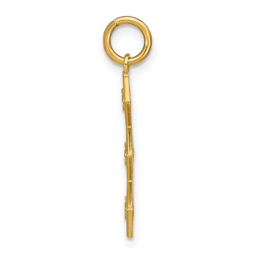 14k Yellow Gold Rhodium and Diamond-Cut 3 Diamond Shapes Charm Pendant