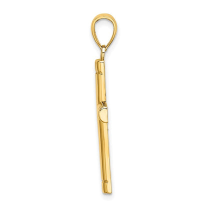 14k Yellow Gold Tubular Cross Charm Pendant