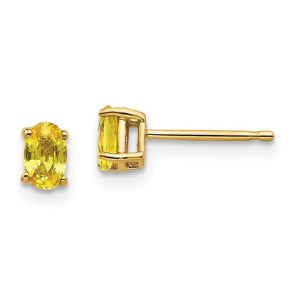 14k Yellow Gold Yellow Sapphire Stud Earrings