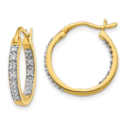 14k Yellow Gold Diamond In Out Hoop Earrings