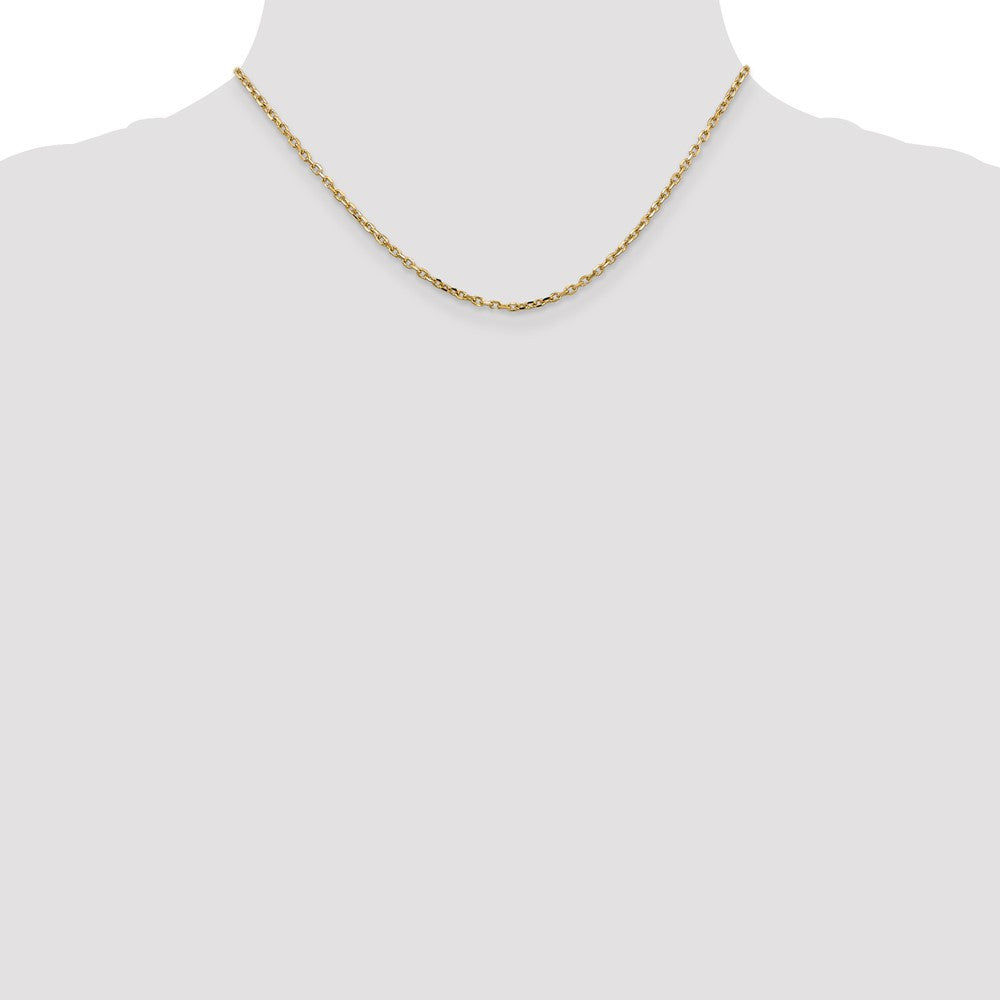 14k Yellow Gold 2.2mm Diamond-cut Round Open Link Cable Chain Necklace 16"