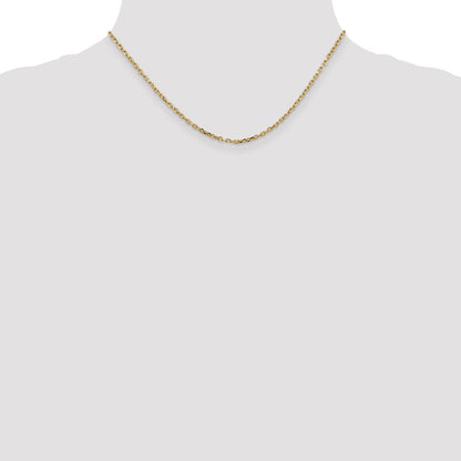 14k Yellow Gold 2.2mm Diamond-cut Round Open Link Cable Chain Necklace 16"