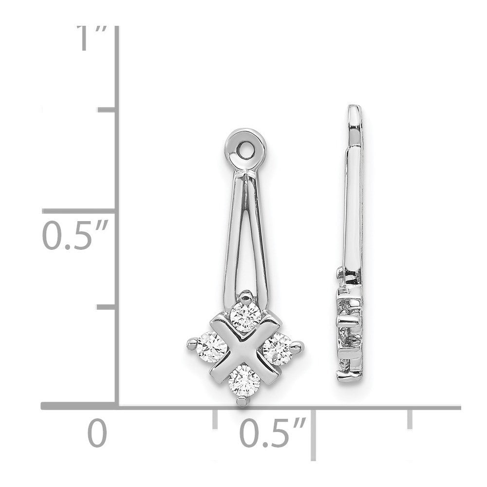 14k White Gold AA Dangle Cluster Diamond Earring Jacket