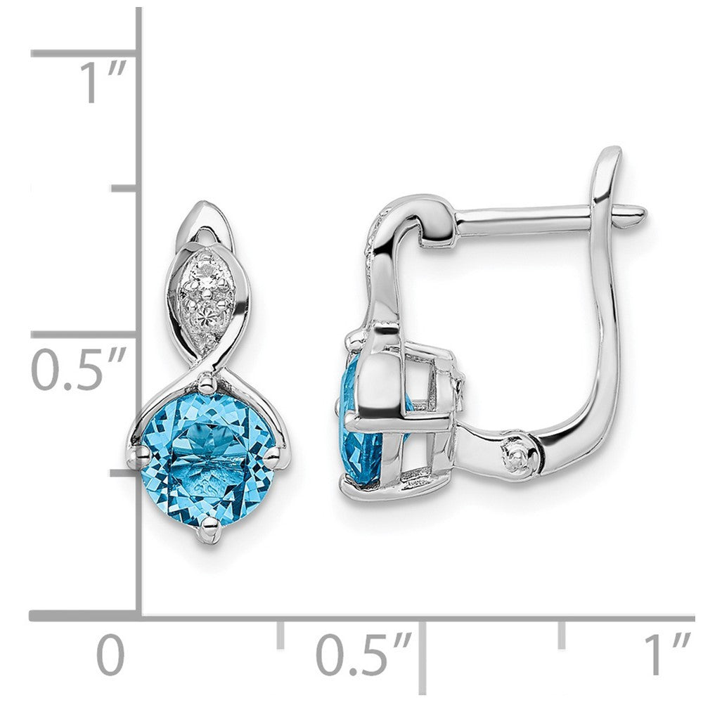 Sterling Silver Rhodium-plated Swiss BT/White Topaz Hinged Dangle Earrings