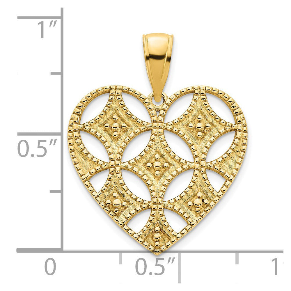 14k Yellow Gold Fancy Heart Pendant