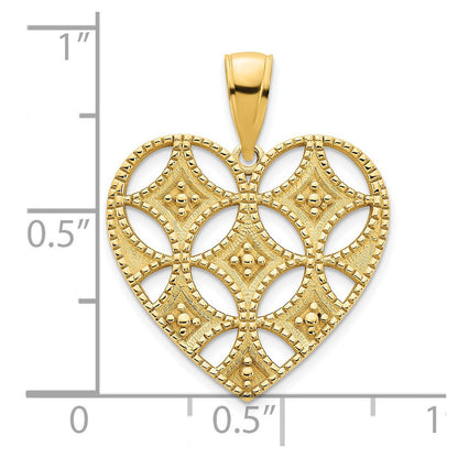 14k Yellow Gold Fancy Heart Pendant