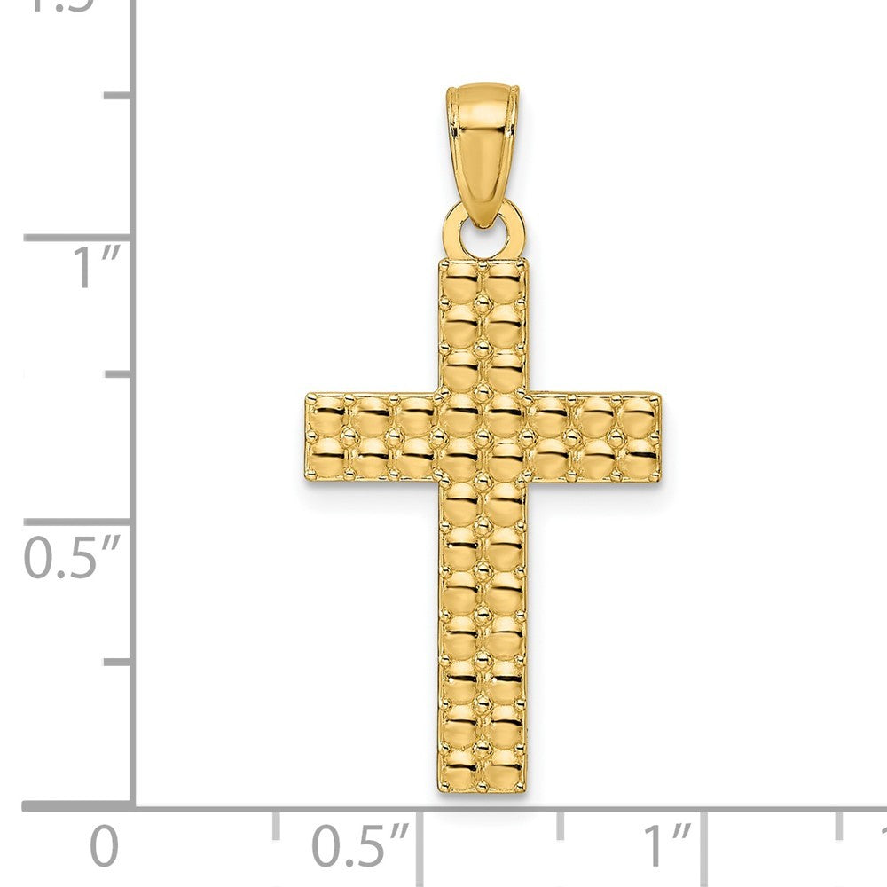 14k Yellow Gold Polished & Textured Cross Pendant
